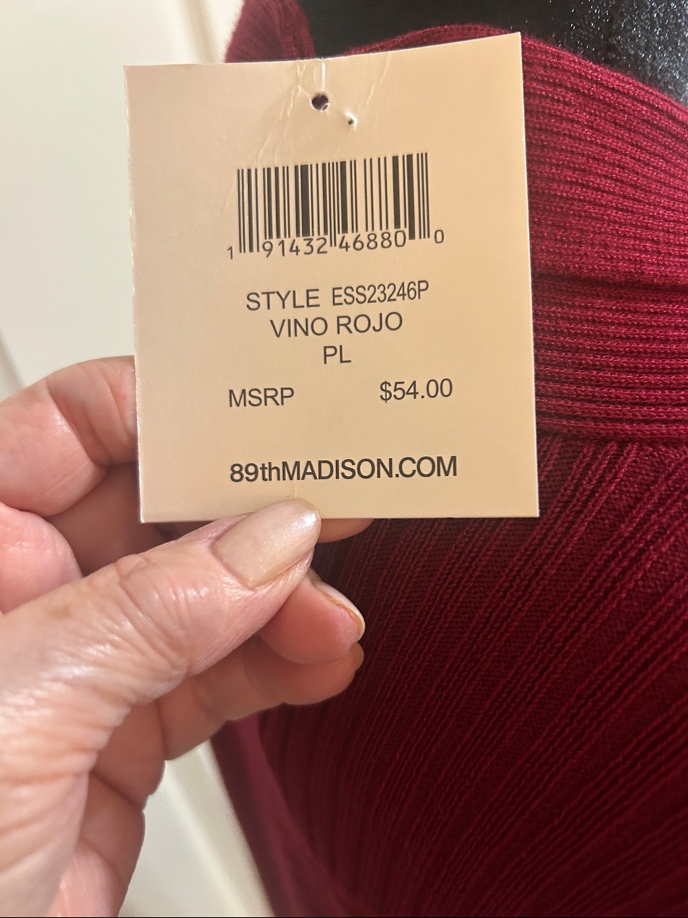 89th & Madison Open-Front Ribbed Cardigan - Wine - Picture 6 of 6